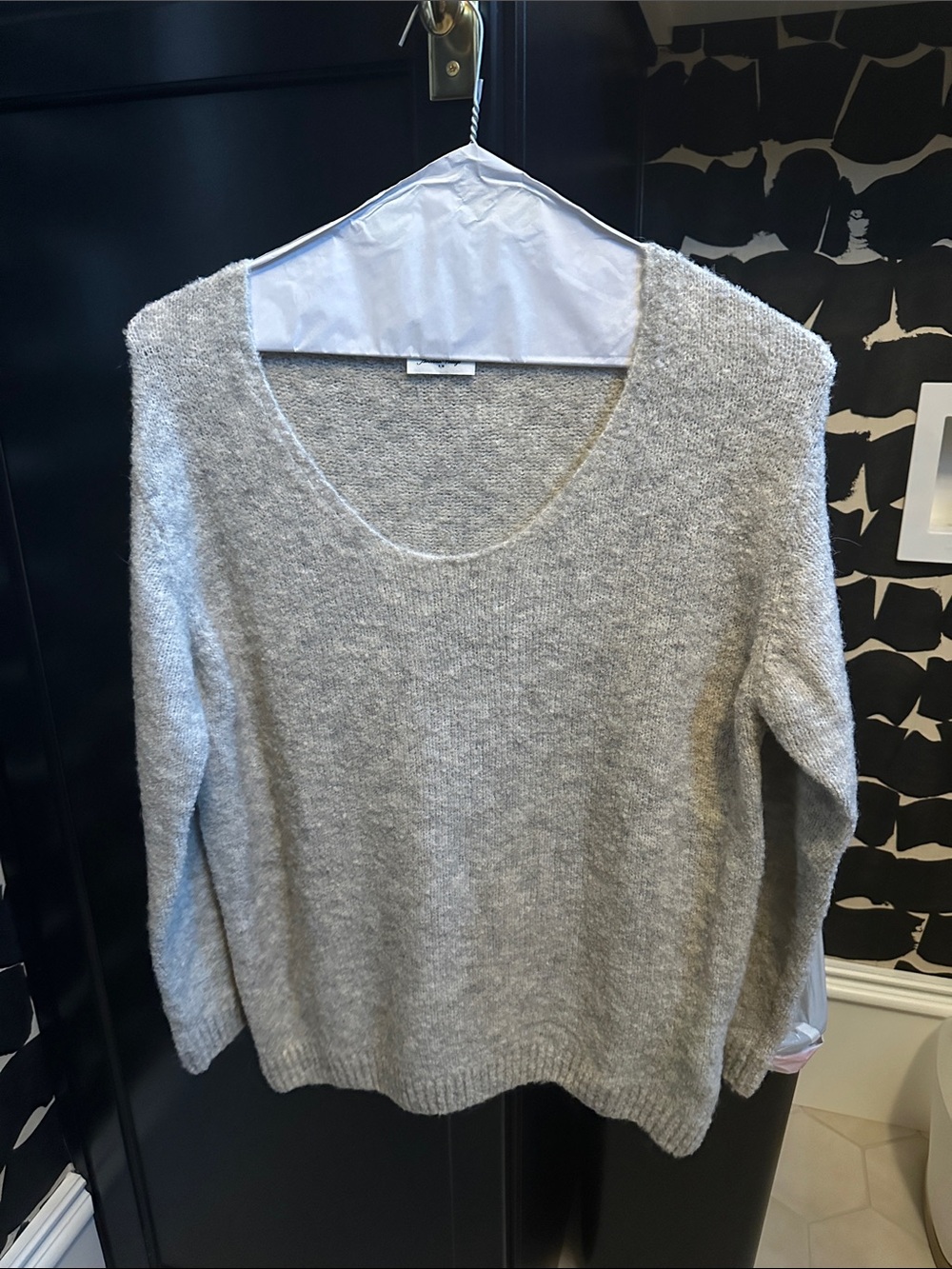 American Vintage Heather Gray Scoop Neck Knit Sweater